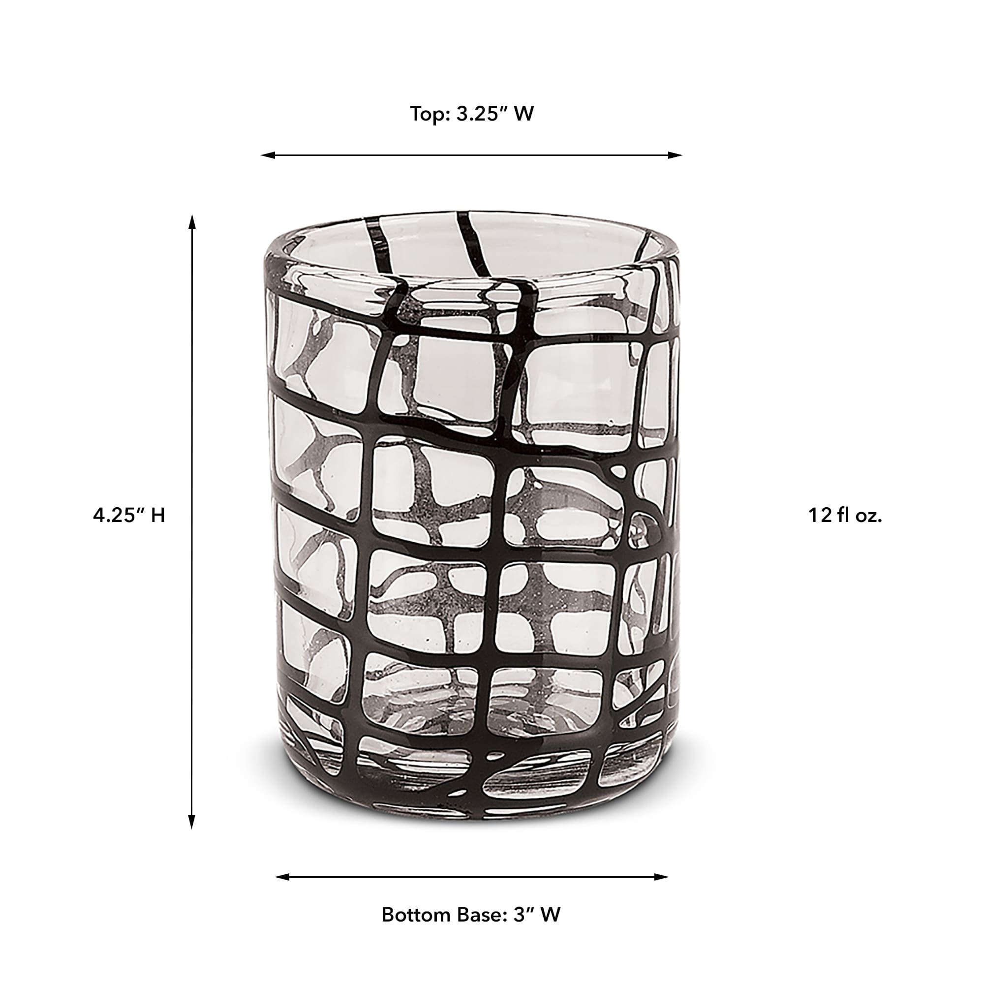 Abstract Black 12oz Rocks Glass - Image 2