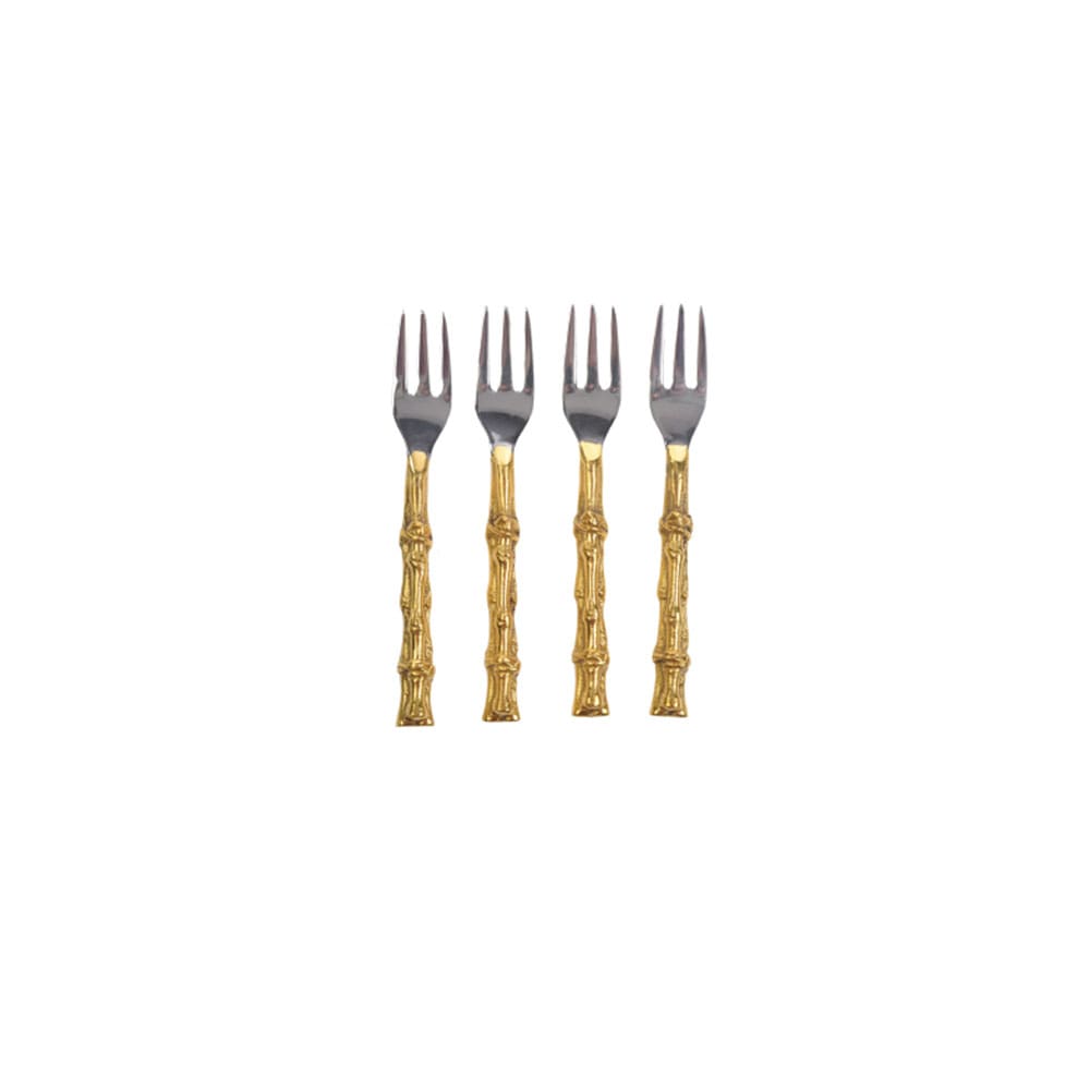 FIJI Gold Bamboo Appetizer Fork Set of 4