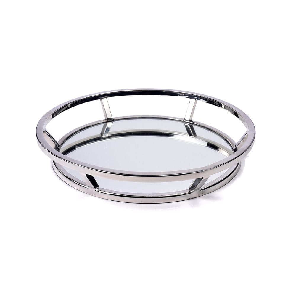 Greenwich Round Stainless Steel Mirrored Service Tray Small - Image 2