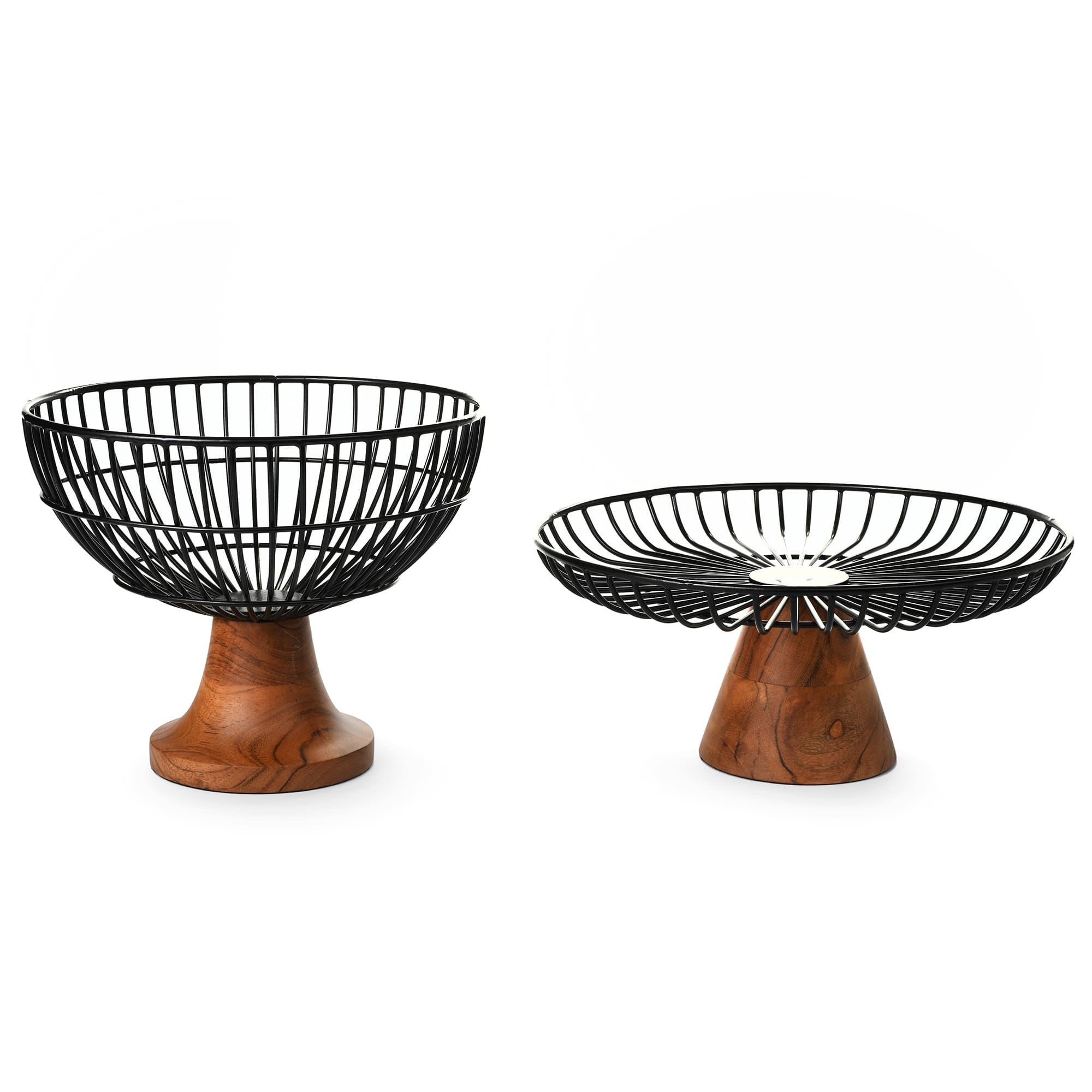 Nordic Acacia Wood and Metal Footed Platter - Image 2